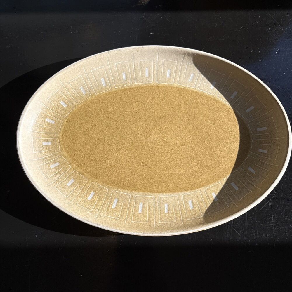 Denby Stoneware Oval Platter Ode Pattern Gold 12.75 X 9.5 Made in England Nice!